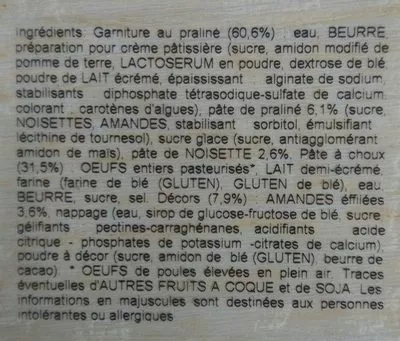 Lista de ingredientes del producto Paris Brest Lidl 