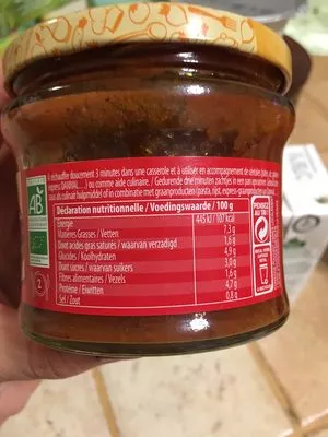 Lista de ingredientes del producto Sauce Bolognaise Au Boeuf Danival 