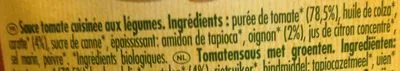 Lista de ingredientes del producto Tomato Légumes Veggies Danival 330 g e