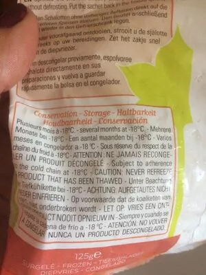 Lista de ingredientes del producto Échalote  125 g