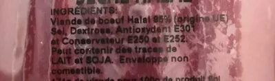 Lista de ingredientes del producto Fines tranches de boeuf séché Oriental viandes 80g