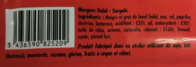 Lista de ingredientes del producto Merguez halal Gel d'Orient 840 g