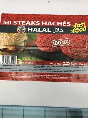 Lista de ingredientes del producto Steak hachés halal Fast Food 2,25 kg