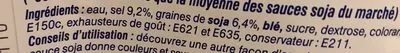 Lista de ingredientes del producto Sauce soja moins salée Horeca 1L