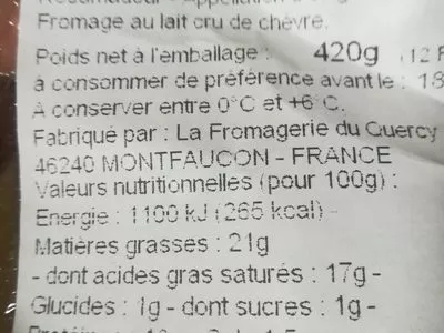 Lista de ingredientes del producto Rocamadour  35 g