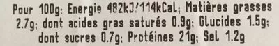 Lista de ingredientes del producto Aiguillettes de Canard Marinées aux Herbes Maistres occitans  250 g