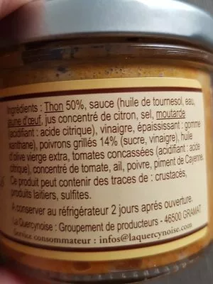 Lista de ingredientes del producto rillettes de Thon aux Poivrons  100 g