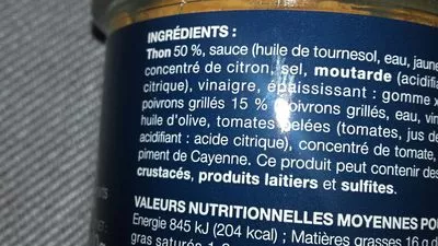 Lista de ingredientes del producto Rillettes de thon Maison occitane 