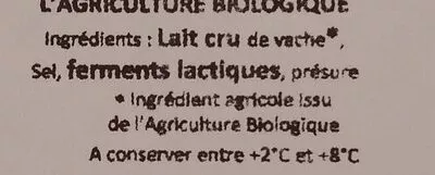 Lista de ingredientes del producto Brie de Meaux au lait cru BioNature 170 g