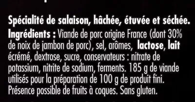 Lista de ingredientes del producto Noix de jambon - Aoste Aoste 190g