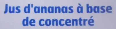 Lista de ingredientes del producto Jus d'ananas à base de jus d'ananas concentré Eco +, Scamark (Filiale E. Leclerc) 1 litre