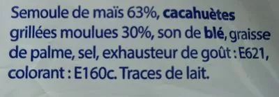 Lista de ingredientes del producto Soufflés goût Cacahuète Eco+ 100 g