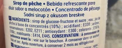 Lista de ingredientes del producto Sirop de Pêche Eco+ 