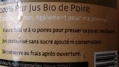 Lista de ingredientes del producto Pur jus poire bio Domaine de Moismont 