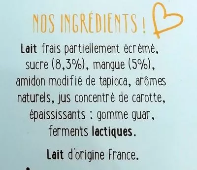 Lista de ingredientes del producto Yaourt à boire aux mangues mixées YOgourmand YOgourmand 1,5kg