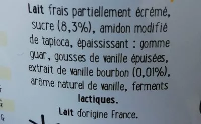 Lista de ingredientes del producto Yaourt à boire à la vanille bourbon YOgourmand YOgourmand 1,5kg