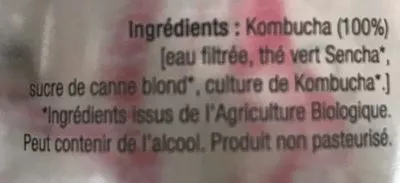 Lista de ingredientes del producto Kombucha nature  