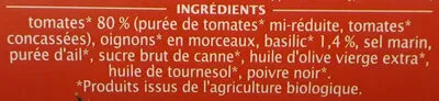 Lista de ingredientes del producto Sauce tomate Basilic Jardin Bio, Léa Nature 510 g