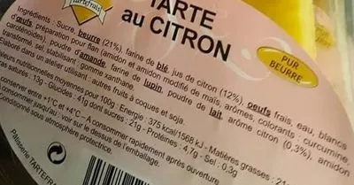 Lista de ingredientes del producto Tarte au Citron L'Atelier Georget, Tartefrais 110 g