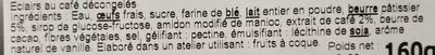 Lista de ingredientes del producto Éclairs au café Tartefrais 160 g