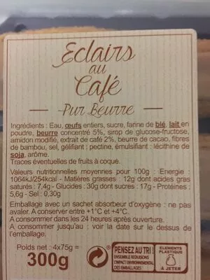 Lista de ingredientes del producto Eclairs au cafe Georpa 