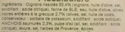 Lista de ingredientes del producto Pissaladière  