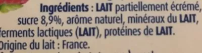 Lista de ingredientes del producto Yaourt à Boire saveur Framboise Mamie Nova 400 g (4 * 100 g)