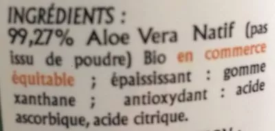 Lista de ingredientes del producto Gel d'Aloe Vera à boire Pur Aloé 1000 ml