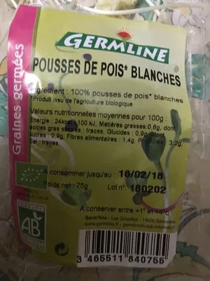 Lista de ingredientes del producto Graine Germée Pois Germline 