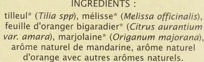 Lista de ingredientes del producto Infusion Nuits paisibles Mandarine Jardin BiO, Léa Nature 30 g (20 sachets de 1,5 g)