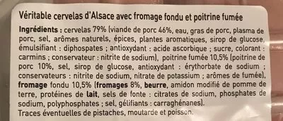 Lista de ingredientes del producto 2 cervelas à l'alsacienne Iller 280 g