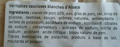 Lista de ingredientes del producto Saucisses blanches Iller 400 g