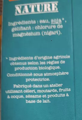 Lista de ingredientes del producto Tofu nature Tossalia 250 g