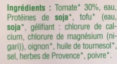 Lista de ingredientes del producto Haché Végétal à la Bolognaise Idée Végétale 240 g