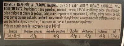 Lista de ingredientes del producto Breizh Cola ZÉRO Breizh Cola 1,5 L