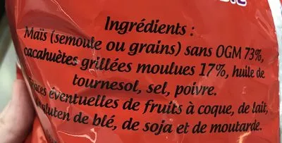 Lista de ingredientes del producto Soufflés de maïs à la cacahuète Florie's 500 g