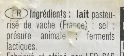 Lista de ingredientes del producto Cantal jeune Sans marque 0,2 kg