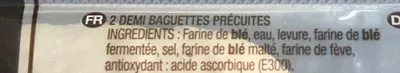 Lista de ingredientes del producto Mini-baguettes à Cuire Au Four 10 MN Menissez 2 x 150 g