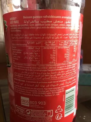 Lista de ingredientes del producto Mirinda goût fraise Mirinda 2L