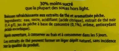 Lista de ingredientes del producto Saveur Pêche Ice Tea Lipton 12 * 15 cl