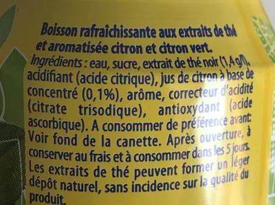 Lista de ingredientes del producto  Lipton 33cl