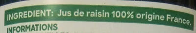 Lista de ingredientes del producto Raisin pressé origine France 100% pur jus Tropicana 1 L e