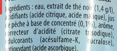 Lista de ingredientes del producto Ice Tea saveur pêche Zero Sucres Lipton 2 l