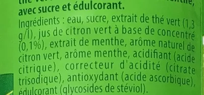 Lista de ingredientes del producto Green Ice Tea saveur Citron Menthe Lipton 1,5 l