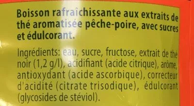 Lista de ingredientes del producto Ice tea duo saveur pêche-poire Lipton 1,5L