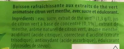 Lista de ingredientes del producto Green ice tea citron vert menthe Lipton 1 L ℮