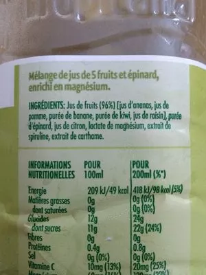 Lista de ingredientes del producto Tropicana essentiels vitalité tropicana 1 litre