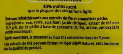 Lista de ingredientes del producto Saveur Pêche Ice Tea Lipton 2 * (12 * 15 cl)