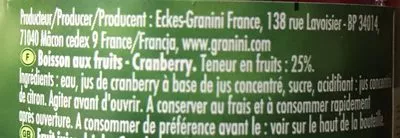 Lista de ingredientes del producto Cranberry Granini 