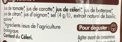 Lista de ingredientes del producto Le jus bio O'natur 